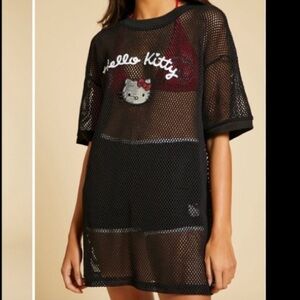 Forever 21 Black Hello Kitty Mesh Swim Coverup